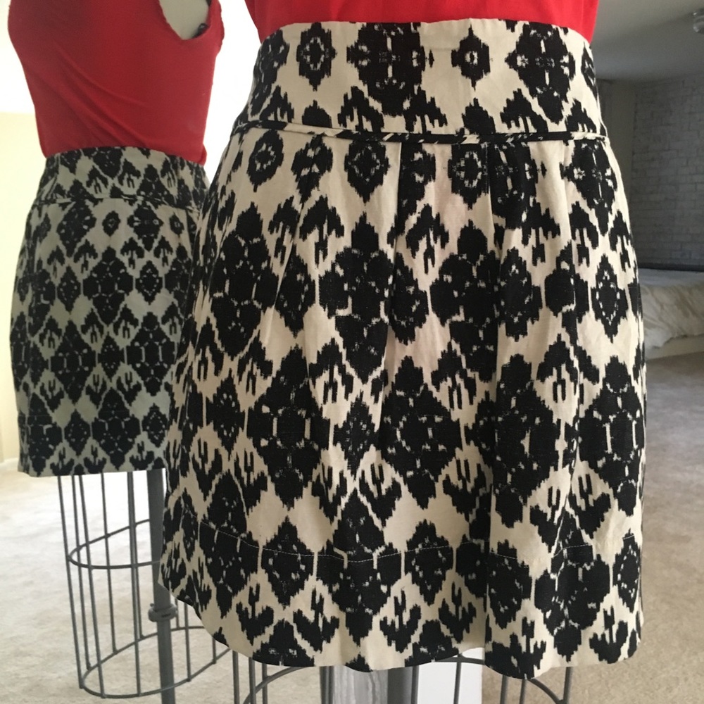 Loft Linen Ikat Print Circle Skirt